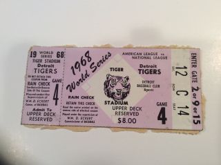 1968 World Series Ticket Detroit Tigers St Louis Cardinals Bob Gibson
