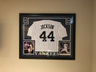 Reggie Jackson Signed York Yankees 35x43 Custom Framed Jersey (jsa)