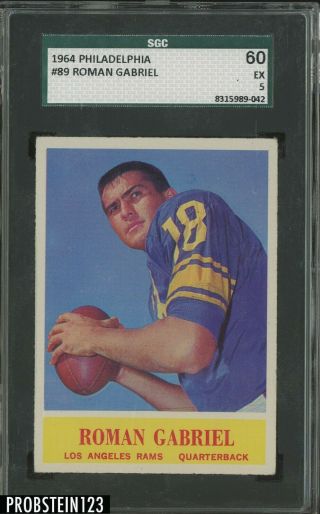 1952 Philadelphia Football 89 Roman Gabriel Los Angeles Rams Sgc 60 Ex 5