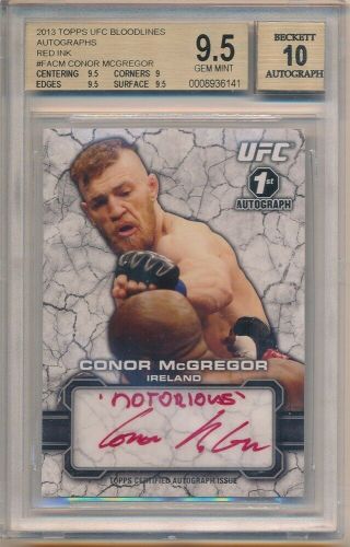 Conor Mcgregor 2013 Topps Ufc Rc Red Ink Notorious Auto Sp 13/15 Bgs 9.  5 Gem 10