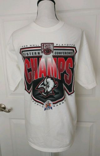 Buffalo Sabres Vintage 1999 Eastern Conference Champions White Shirt Sz Xl Hasek