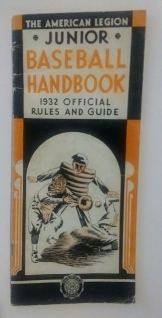 Rare 1932 American Legion Junior Baseball Handbook Official Rules