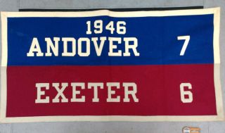 Rare Felt Football Flag Banner Andover Exeter Rivalry 1946 Yale Harvard
