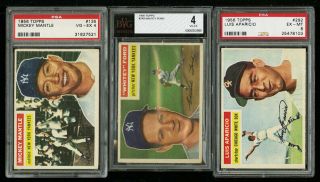 1956 Topps Mid - Grade COMPLETE SET Mantle Mays Clemente Aaron Robinson PSA (PWCC) 2