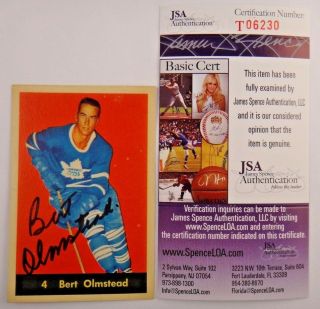 Bert Olmstead Signed Autograph 1960 - 61 Parkhurst Hockey Card Jsa