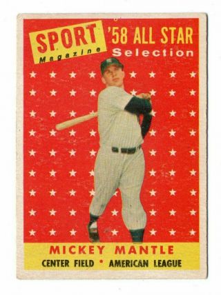 1958 Topps All Star - Mickey Mantle Baseball Card - 487 - American League