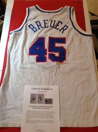 1993 - 1994 Randy Breuer Sacramento Kings Game Jersey Miedema Letter