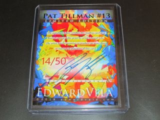 2018 PAT TILLMAN CARDINALS SKETCH CARD LIMITED 14/50 SIGNED BY EDWARD VELA 2