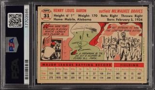 1956 Topps Hank Aaron WHITE BACK 31 PSA 8.  5 NM - MT,  (PWCC) 2