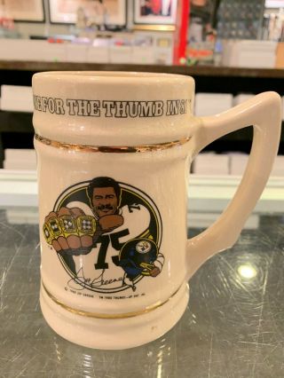 1980 - 81 Pittsburgh Steelers Joe Greene One For The Thumb In 81 Mug Stein Rare