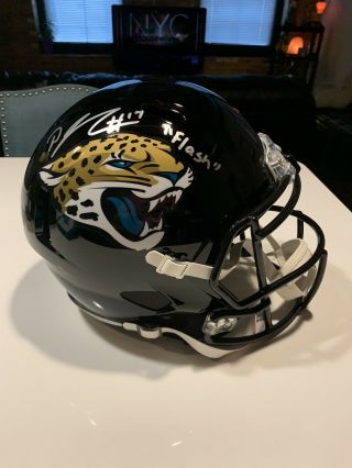 D.  J.  Chark Signed Full Size Speed Rep Helmet & Jaguars Jersey - Chark Hologram