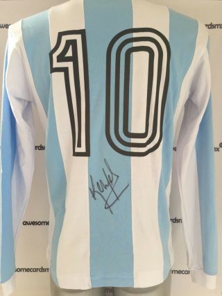 Jersey Argentina Retro Signed By Mario Kempes Photo Proof Certificate