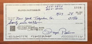Floyd Patterson Rare 1978 Signed Check (international Boxing Hall Of Fame) N/m