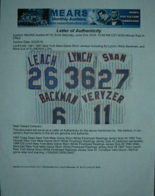 YORK METS TOM VERYZER GAME WORN JERSEY MEARS LOA (TIGERS INDIANS CUBS) 6