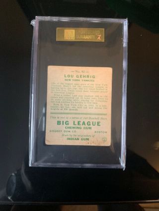 1933 Goudey Lou Gehrig Rookie 92 SGC 3 VG.  PSA 2 Equivalent Great investment 2
