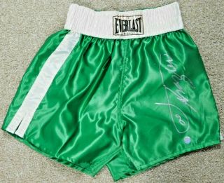 Joe Frazier Signed Green Everlast Boxing Trunks / Shorts Jsa Authenticated