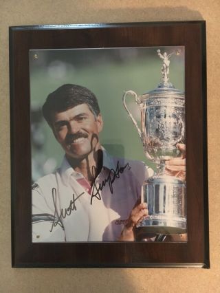 Scott Simpson Signed Framed Photo 1987 Us Open Trophy