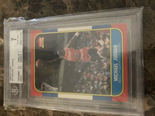 1986 - 1987 Fleer Michael Jordan Chicago Bulls 57 Basketball Card Graded 7.