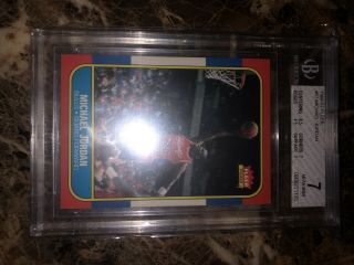 1986 - 1987 Fleer Michael Jordan Chicago Bulls 57 Basketball Card Graded 7. 4