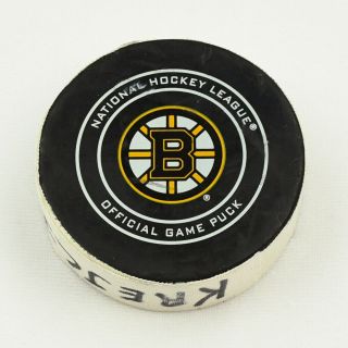 2018 - 19 David Krejci Boston Bruins Game - Goal - Scored Puck - Backes Assist 3