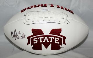 Dak Prescott Autographed Mississippi State Bulldogs Logo Football - Jsa W Auth