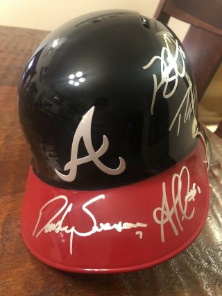 Atlanta Braves Signed Team Helmet Ozzie Albies Markakis Swanson Proof