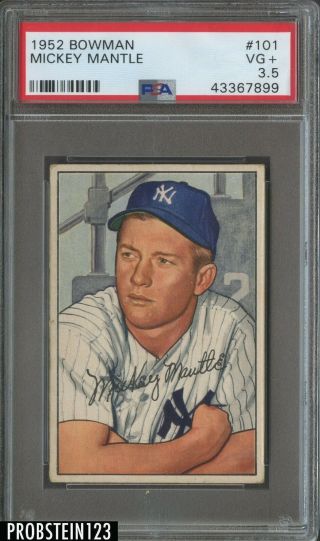 1952 Bowman 101 Mickey Mantle Hof York Yankees Psa 3.  5 Vg,  Centered