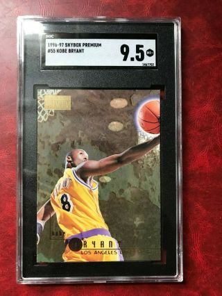 Kobe Bryant 1996 - 97 Skybox Premium Rookie Card Rc 55 Sgc 9.  5