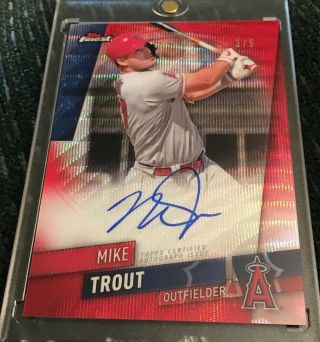 2019 Topps Finest Mike Trout Red Refractor Auto 3/5 Angels Star