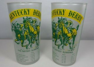 Rare Set Of 2 Kentucky Derby Julep Glasses 1955 Churchill Downs Euc