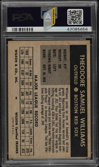 1954 Wilson Franks Ted Williams PSA 6 EXMT (PWCC - A) 2