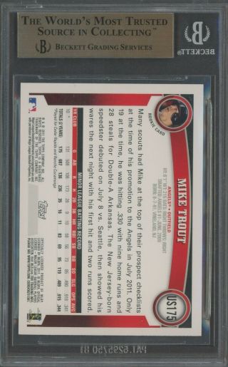 2011 Topps Update Diamond Anniversary US175 Mike Trout Angels RC BGS 9.  5 2