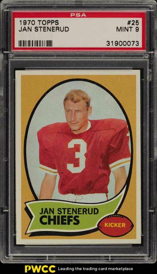 1970 Topps Football Jan Stenerud Rookie Rc 25 Psa 9 (pwcc)