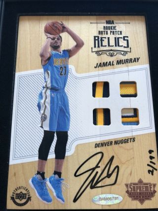 2016 - 17 Upper Deck Supreme Hard Court Jamal Murray Rookie Patch Auto Relics2/199