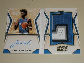 2017 - 18 Panini Opulence Rookie Booklet Patch Auto Jonathan Isaac 14/25