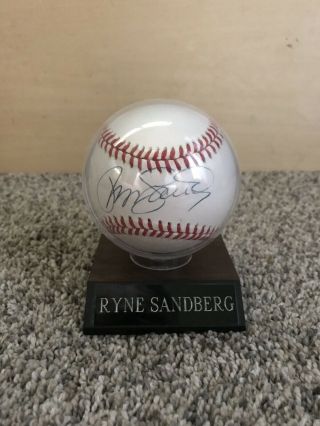 Ryne Sandberg Autographed Baseball Plus Display Case - No Provided