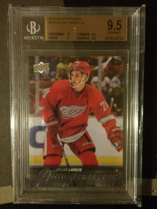 2015 - 16 Upper Deck Dylan Larkin Young Guns Bgs 9.  5 10 Sub Red Wings Ud Psa