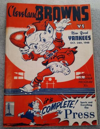 Oct.  24th1948 Cleveland Browns Vs York Yankees Official Football Game Program