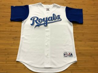 Mens Large - Vtg Mlb Kansas City Royals Baseball Majestic Sewn Jersey Made Usa