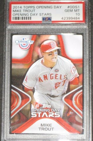 Psa 10 Gem - 2014 Topps Opening Day Mike Trout Rookie Baseball Card Ods1