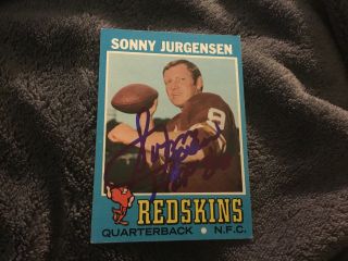 1971 Topps Sonny Jurgensen Auto Autograph Signed Redskins Hall Of Fame