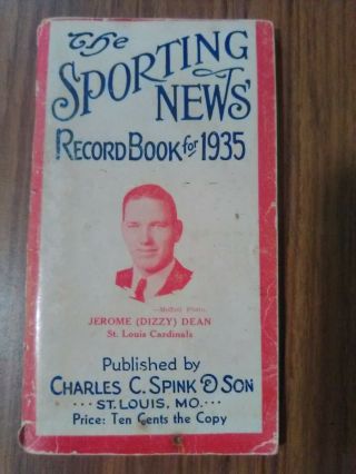 Sporting News Record Book For 1935 W/ Dizzy Dean Cover St.  Louis Cardinals