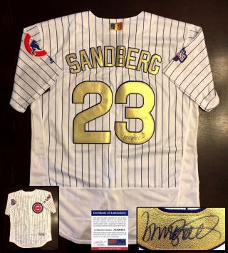 Chicago Cubs Ryne Sandberg Signed Jersey Psa/dna Authenticated