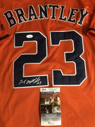 Michael Brantley Houston Astros Signed Orange Jersey Jsa Auto