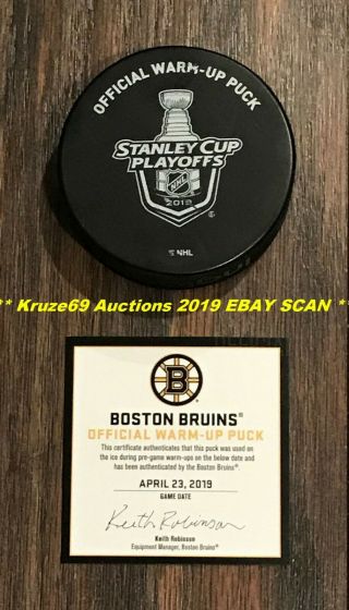 4/23/2019 BOSTON BRUINS vs MAPLE LEAFS Game 7 OFFICIAL Warm - up PUCK w/COA WoW 2