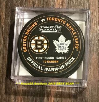 4/23/2019 BOSTON BRUINS vs MAPLE LEAFS Game 7 OFFICIAL Warm - up PUCK w/COA WoW 3