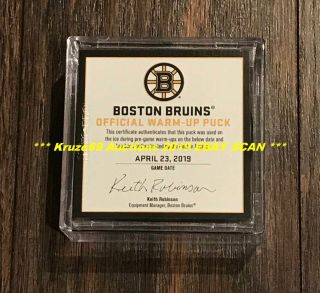 4/23/2019 BOSTON BRUINS vs MAPLE LEAFS Game 7 OFFICIAL Warm - up PUCK w/COA WoW 4