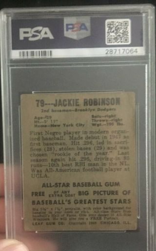 Jackie Robinson 1948 Leaf PSA 2.  5 Centered Rookie Card 3