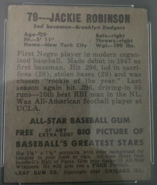 Jackie Robinson 1948 Leaf PSA 2.  5 Centered Rookie Card 4