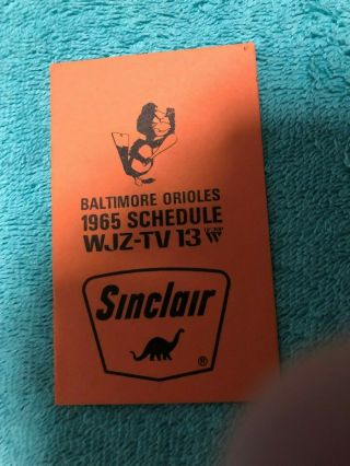 1965 Baltimore Orioles Wjz Tv Sinclair Bi - Fold Schedule Angry Bird Logo